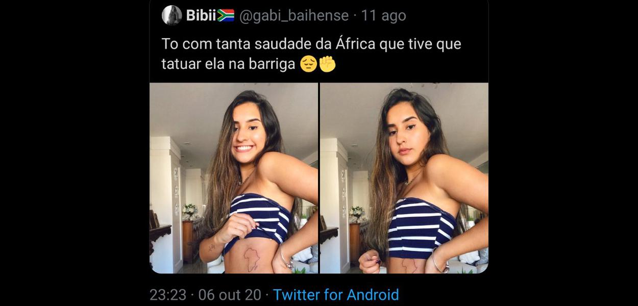 Jovem tatua África e causa polêmica (Foto: Reprodução) Jovem tatua África e causa polêmica