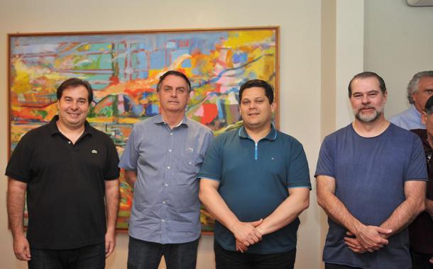 Rodrigo Maia, Jair Bolsonaro, Davi Alcolumbre, Dias Toffoli (Foto: J. Batista/Ag. Câmara) Rodrigo Maia, Jair Bolsonaro, Davi Alcolumbre, Dias Toffoli