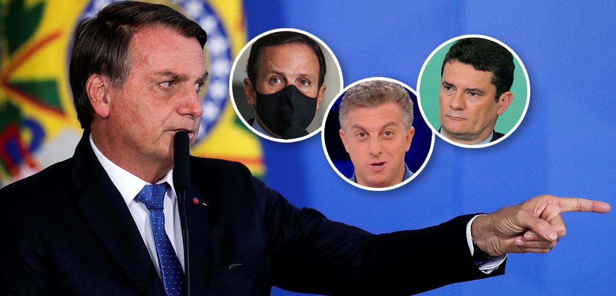 Jair Bolsonaro, João Doria, Luciano Huck e Sergio Moro (Foto: Reuters | GOVSP | Reprodução) Jair Bolsonaro, João Doria, Luciano Huck e Sergio Moro