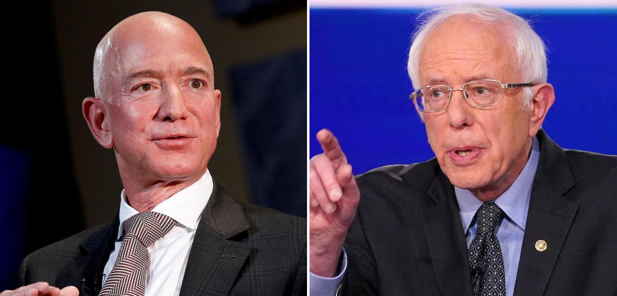 Jeff Bezos e Bernie Sanders (Foto: Reuters) Jeff Bezos e Bernie Sanders