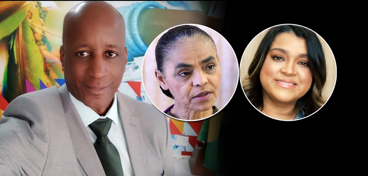 Presidente da Fundação Palmares, Sérgio Camargo, ex-ministra Marina Silva e a cantora Preta Gil (Foto: Reprodução) Presidente da Fundação Palmares, Sérgio Camargo, ex-ministra Marina Silva e a cantora Preta Gil