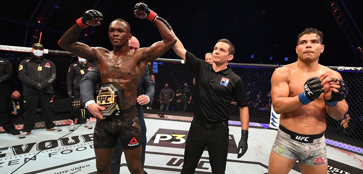 Israel Adesanya e Paulo Borrachinha (Foto: Reprodução/Facebook UFC) Israel Adesanya e Paulo Borrachinha