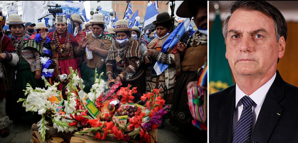 Apoiadores do MAS, partido de Evo Morales, em evento de campanha na cidade de El Alto, em 14 de outubro de 2020 (Foto: David Mercado/Reuters | Isac Nóbrega/PR) Apoiadores do MAS, partido de Evo Morales, em evento de campanha na cidade de El Alto, em 14 de outubro de 2020