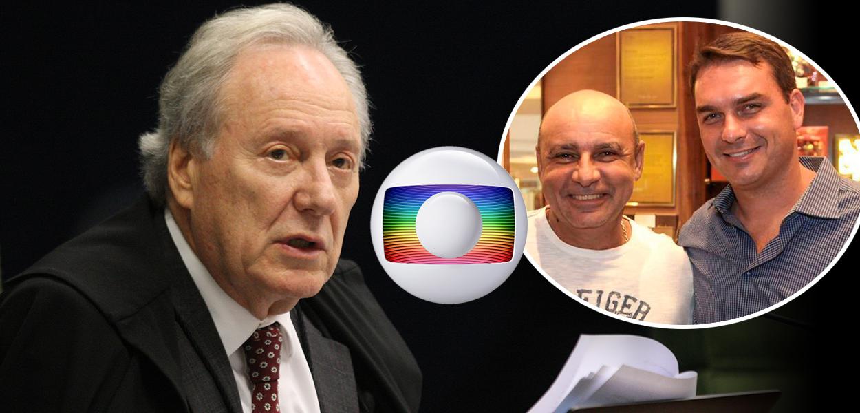 Ricardo Lewandowski, símbolo da Globo, Fabrício Queiroz com Flávio Bolsonaro (Foto: STF | Reprodução) Ricardo Lewandowski, símbolo da Globo, Fabrício Queiroz com Flávio Bolsonaro