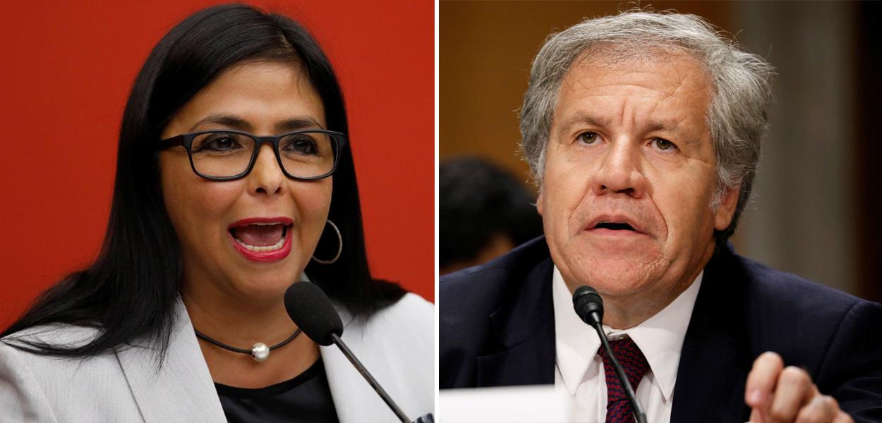 Delcy Rodríguez e Luis Almagro (Foto: Reuters) Delcy Rodríguez e Luis Almagro