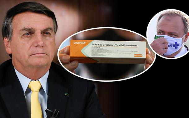 Bolsonaro, Coronavac e Pazuello (Foto: PR | Reuters) Bolsonaro, Coronavac e Pazuello