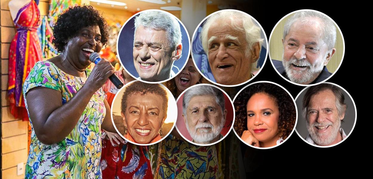 Benedita da Silva, Chico Buarque, Ziraldo, Lula, Leci Brandão, Celso Amorim, Teresa Cristina e José de Abreu (Foto: Reprodução/Facebook | Divulgação | Brasil 247) Benedita da Silva, Chico Buarque, Ziraldo, Lula, Leci Brandão, Celso Amorim, Teresa Cristina e José de Abreu