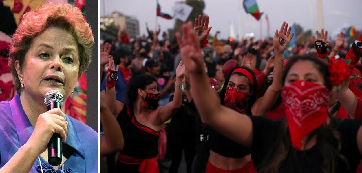 Dilma e chilenos comemorando vitória (Foto: Ederson Casartelli | Reuters) Dilma e chilenos comemorando vitória