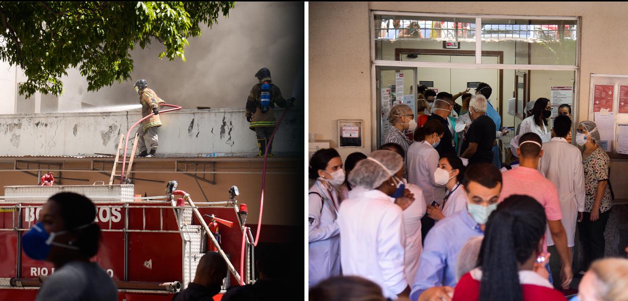 Pacientes de Hospital Federal de Bonsucesso são transferidos às pressas após incêndio. (Foto: Tânia Rêgo/Agência Brasil) Pacientes de Hospital Federal de Bonsucesso são transferidos às pressas após incêndio.