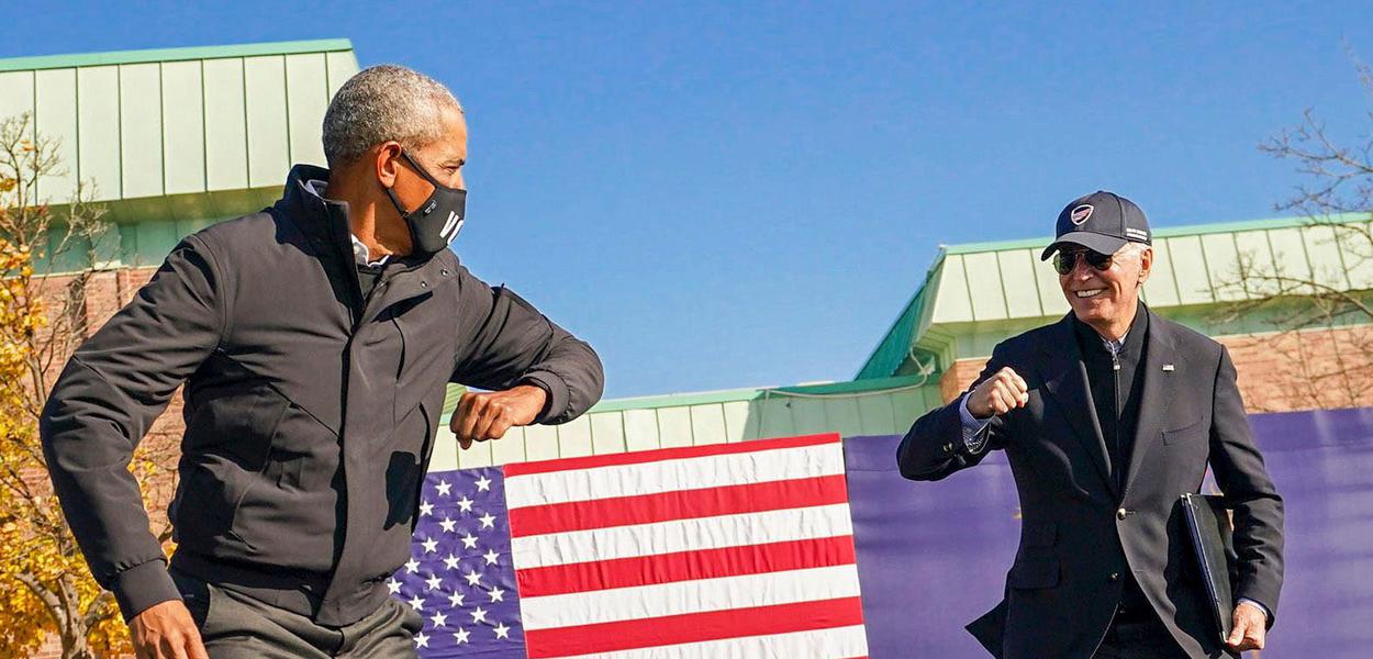 O ex-presidente Barack Obama e o candidato a presidente dos Estados Unidos Joe Binden durante campanha EUA 02 11 2020 (Foto: Twitter Biden) O ex-presidente Barack Obama e o candidato a presidente dos Estados Unidos Joe Binden durante campanha EUA 02 11 2020