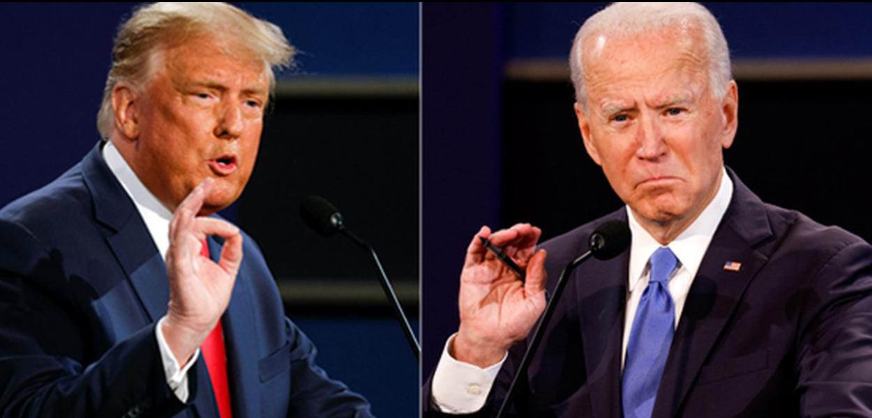Trump e Biden durante segundo e último debate antes das eleições nos EUA, em 22 de outubro. (Foto: Reuters) Trump e Biden durante segundo e último debate antes das eleições nos EUA, em 22 de outubro.