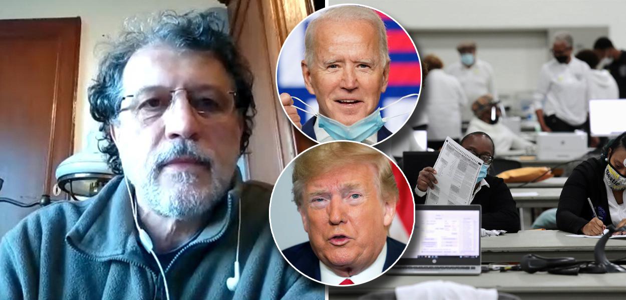 Jeferson Miola, Joe Biden e Donald Trump (Foto: Reprodução | Reuters) Jeferson Miola, Joe Biden e Donald Trump