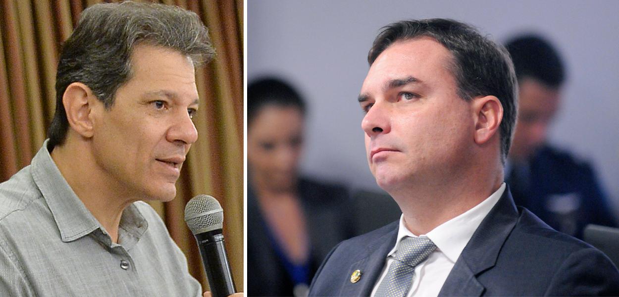 Fernando Haddad e Flávio Bolsonaro (Foto: PT no Senado) Fernando Haddad e Flávio Bolsonaro
