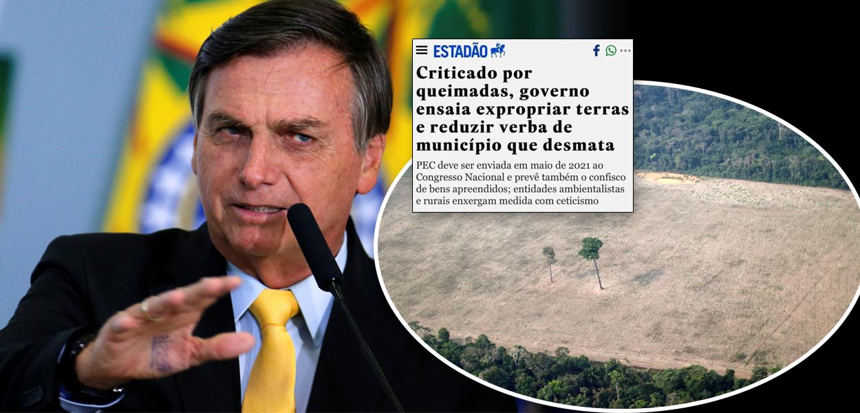 Jair Bolsonaro e desmatamento (Foto: Reuters | Reprodução) Jair Bolsonaro e desmatamento