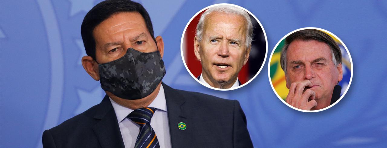Mourão, Joe Biden e Bolsonaro (Foto: Reuters) Mourão, Joe Biden e Bolsonaro