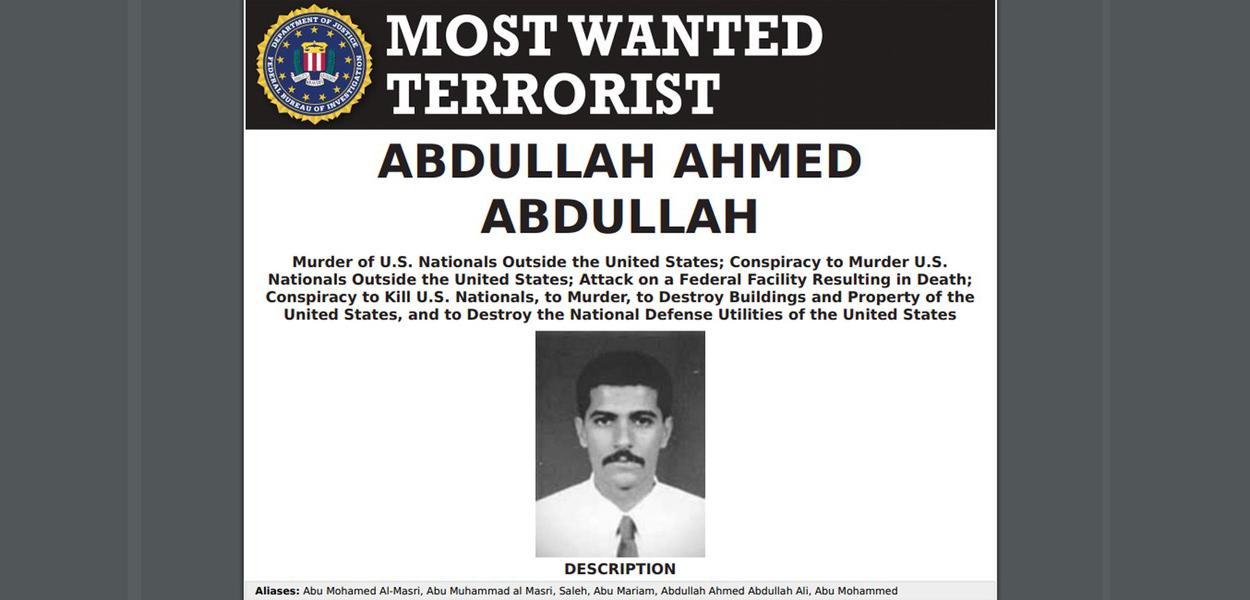 Perfil de Abdullah Ahmed Abdullah como procurado no site do FBI. (Foto: Reprodução/FBI) Perfil de Abdullah Ahmed Abdullah como procurado no site do FBI.