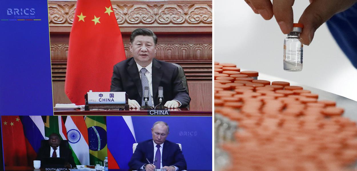 Xi Jinping e vacina (Foto: Marcos Corrêa/PR | REUTERS/Thomas Peter) Xi Jinping e vacina