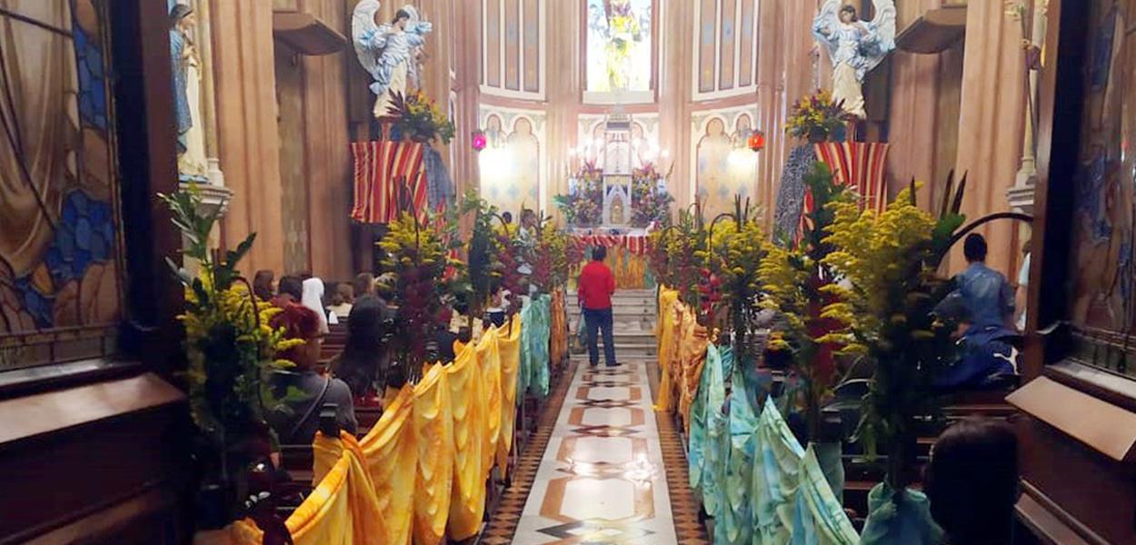 Fotografia da decoração na igreja em novembro de 2019 (Foto: Reprodução/TV Globo) Fotografia da decoração na igreja em novembro de 2019