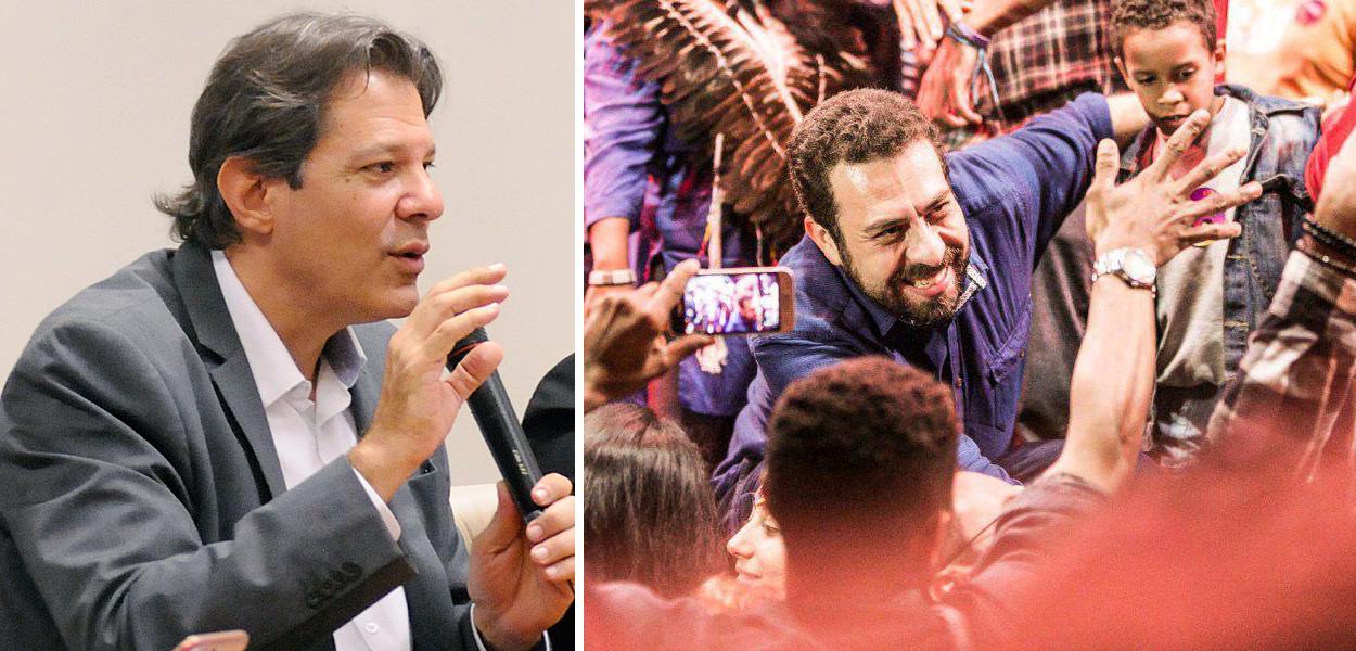 Fernando Haddad e Guilherme Boulos (Foto: Alessandro Dantas/PT | Reprodução/Facebook) www.brasil247.com - Fernando Haddad e Guilherme Boulos