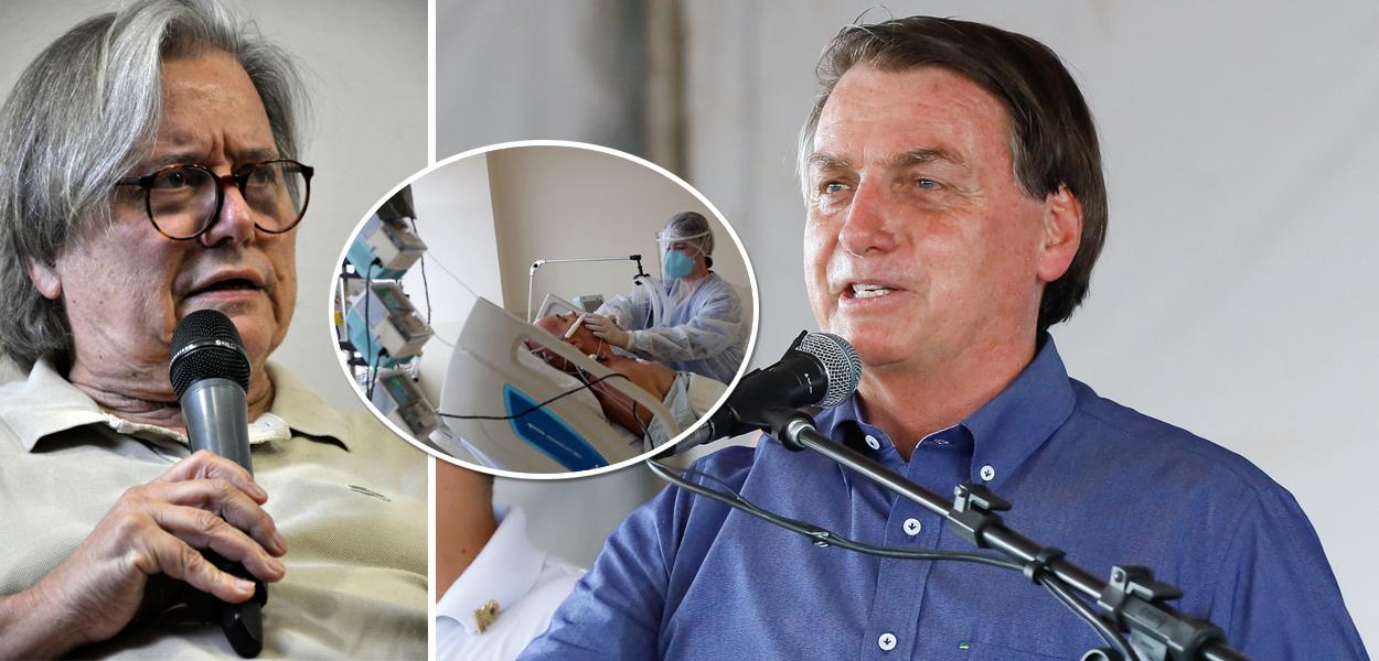 Paulo Moreira Leite, paciente internado por Covid-19 e Bolsonaro (Foto: Felipe Gonçalves/Brasil 247 | Reuters | Isac Nóbrega/PR) Paulo Moreira Leite, paciente internado por Covid-19 e Bolsonaro