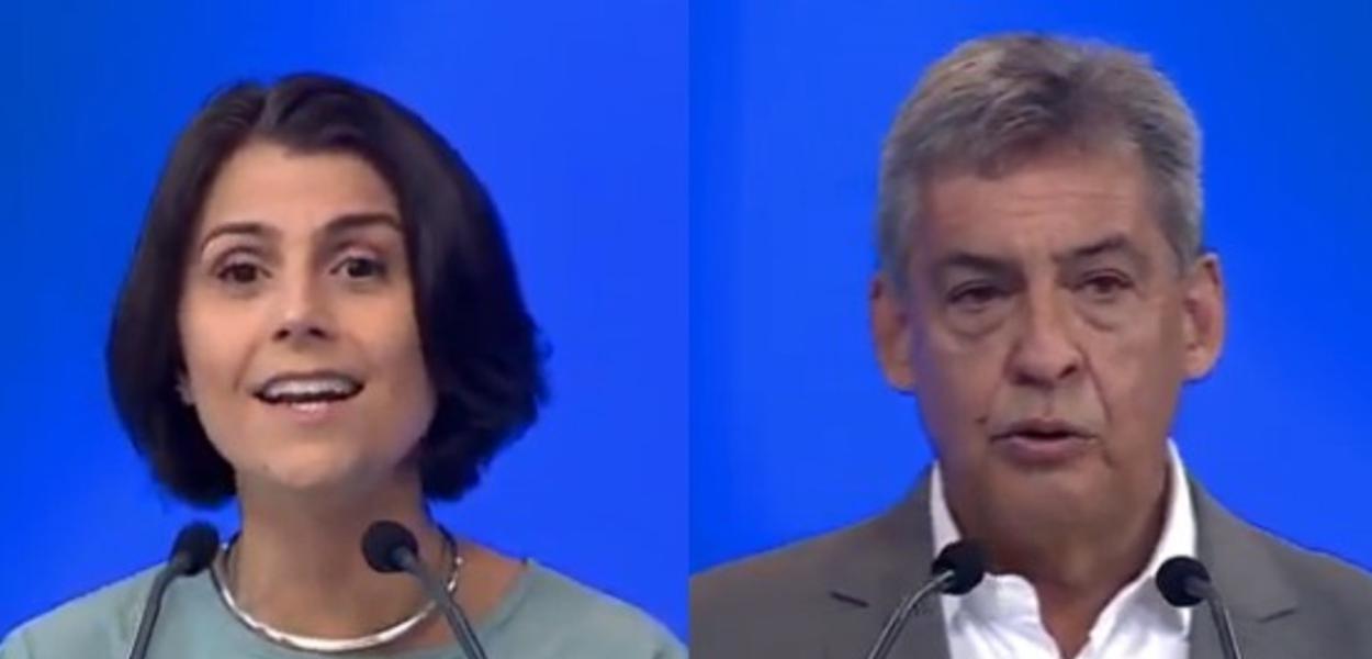 Manuela D´Ávila e Sebastião Melo (Foto: Debate) Manuela D´Ávila e Sebastião Melo