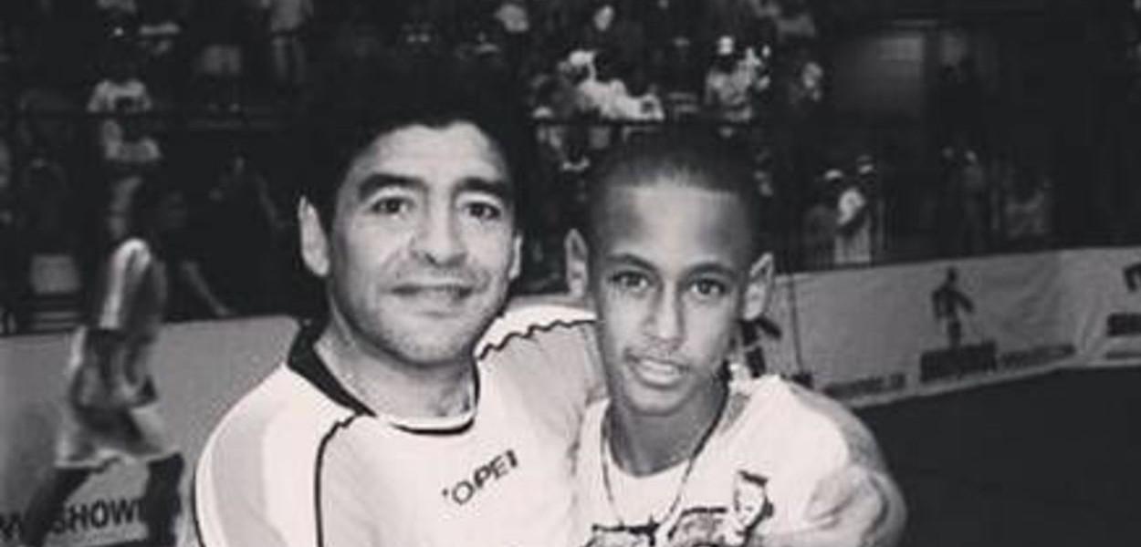 Diego Maradona e Neymar Jr. (Foto: Reprodução/Twitter) Diego Maradona e Neymar Jr.