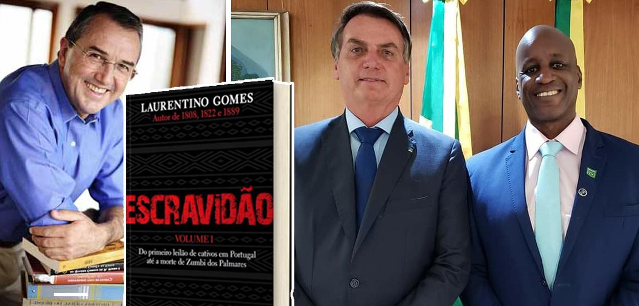 Laurentino Gomes, Jair Bolsonaro e Sergio Camargo (Foto: Divulgação) www.brasil247.com - Laurentino Gomes, Jair Bolsonaro e Sergio Camargo
