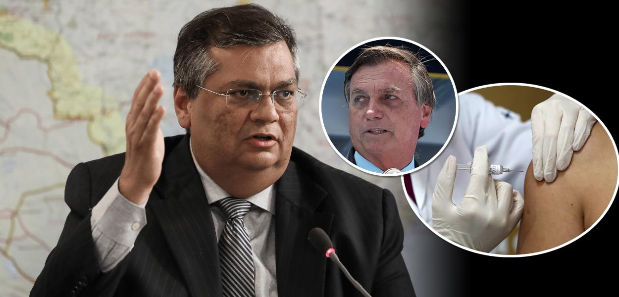 Flávio Dino, Bolsonaro e vacina (Foto: Marcos Corrêa/PR | Reuters) Flávio Dino, Bolsonaro e vacina
