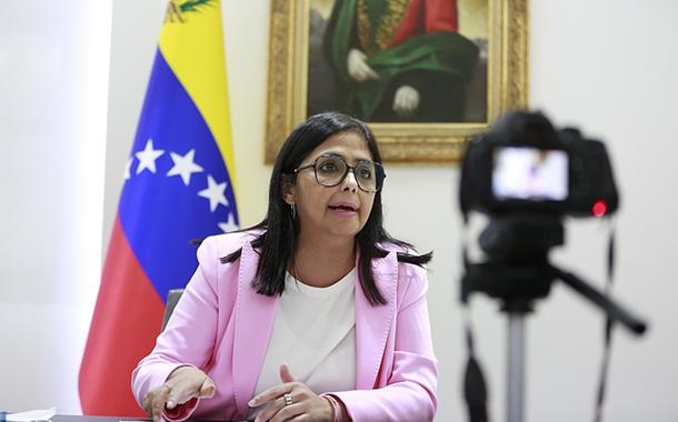 Delcy Rodríguez, vice-presidente da Venezuela (Foto: Vice-presidência da Venezuela/Brasil de Fato) Delcy Rodríguez, vice-presidente da Venezuela