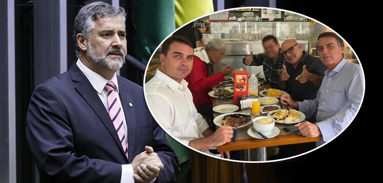 Paulo Pimenta, Flávio Bolsonaro com Fabrício Queiroz e Jair (Foto: Câmara dos Deputados | Reprodução) Paulo Pimenta, Flávio Bolsonaro com Fabrício Queiroz e Jair