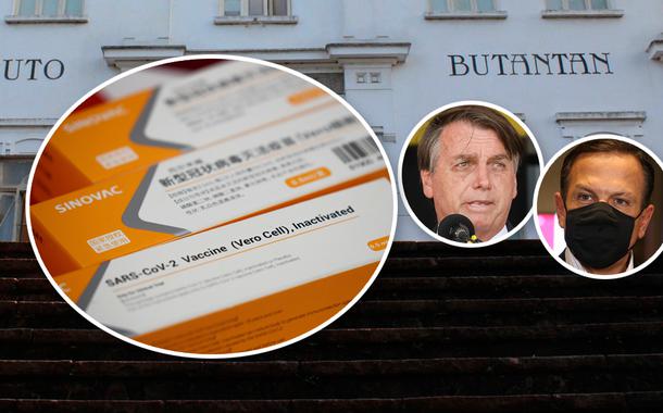 Fachada do Instituto Butantan, vacina CoronaVac, Bolsonaro e Doria (Foto: USP Imagens | Reuters | PR | GOVSP) Fachada do Instituto Butantan, vacina CoronaVac, Bolsonaro e Doria
