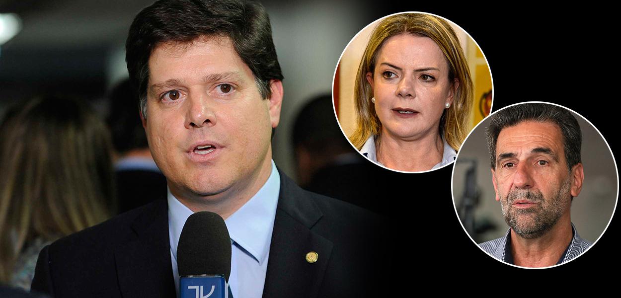Baleia Rossi, Gleisi Hoffmann e Ênio Verri (Foto: Divulgação) Baleia Rossi, Gleisi Hoffmann e Ênio Verri