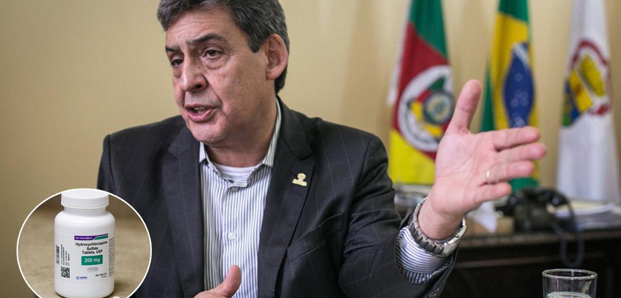 Sebastião Melo e a cloroquina (Foto: Sul 21 e Reuters) Sebastião Melo e a cloroquina