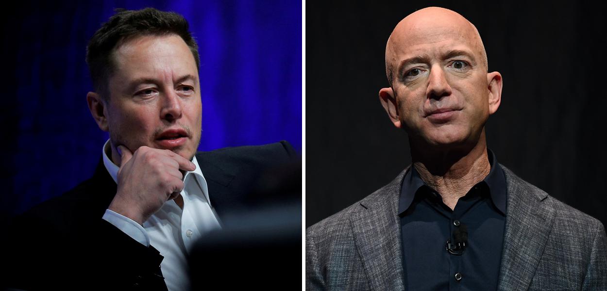 Elon Musk e Jeff Bezos (Foto: Reuters) Elon Musk e Jeff Bezos