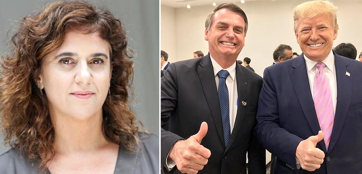 Tatiana Roque, Jair Bolsonaro e Donald Trump (Foto: Reprodução) Tatiana Roque, Jair Bolsonaro e Donald Trump