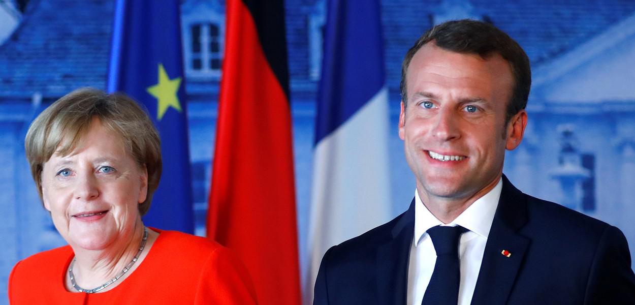 Angela Merkel e Emmanuel Macron (Foto: Hannibal Hanschke/Reuters) Angela Merkel e Emmanuel Macron