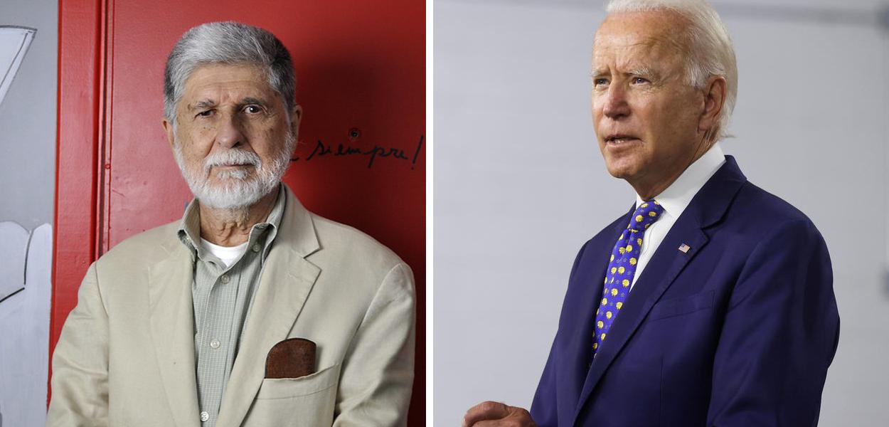 Celso Amorim e Joe Biden (Foto: Brasil247 | Divulgação) Celso Amorim e Joe Biden