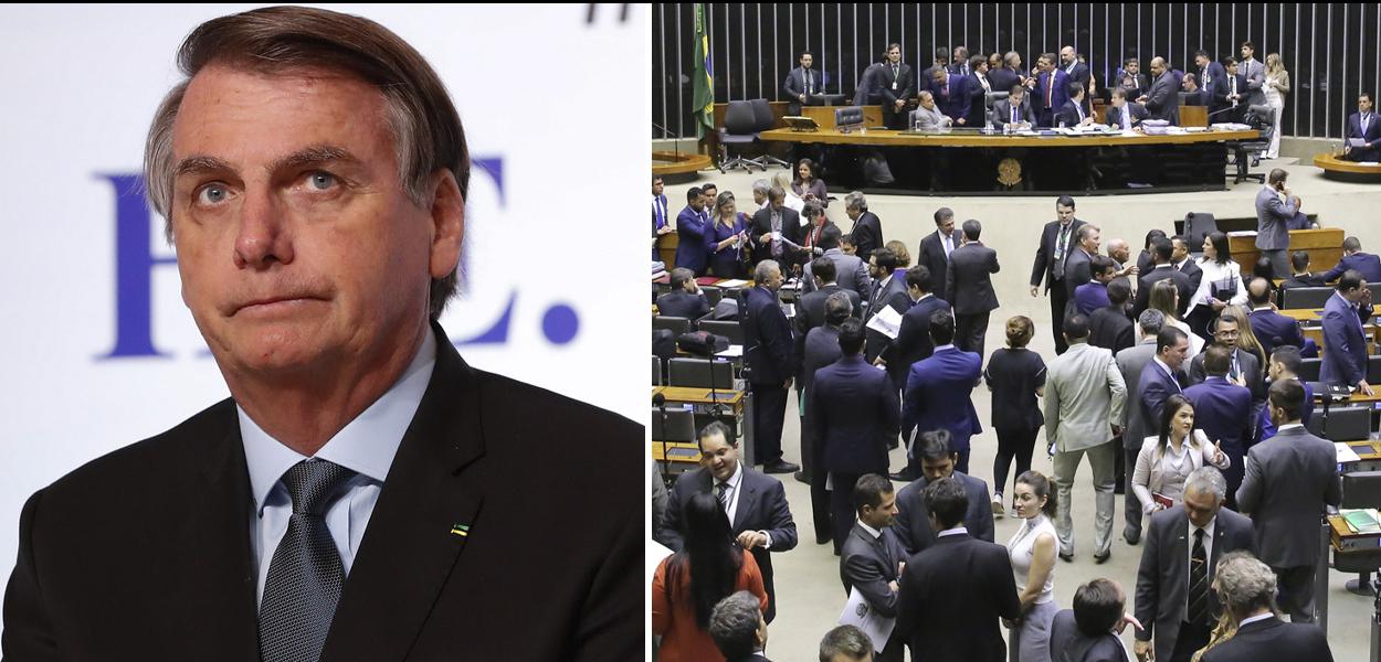 Jair Bolsonaro e plenário da Câmara dos Deputados (Foto: Alan Santos/PR | Luis Macedo/Câmara dos Deputados) Jair Bolsonaro e plenário da Câmara dos Deputados