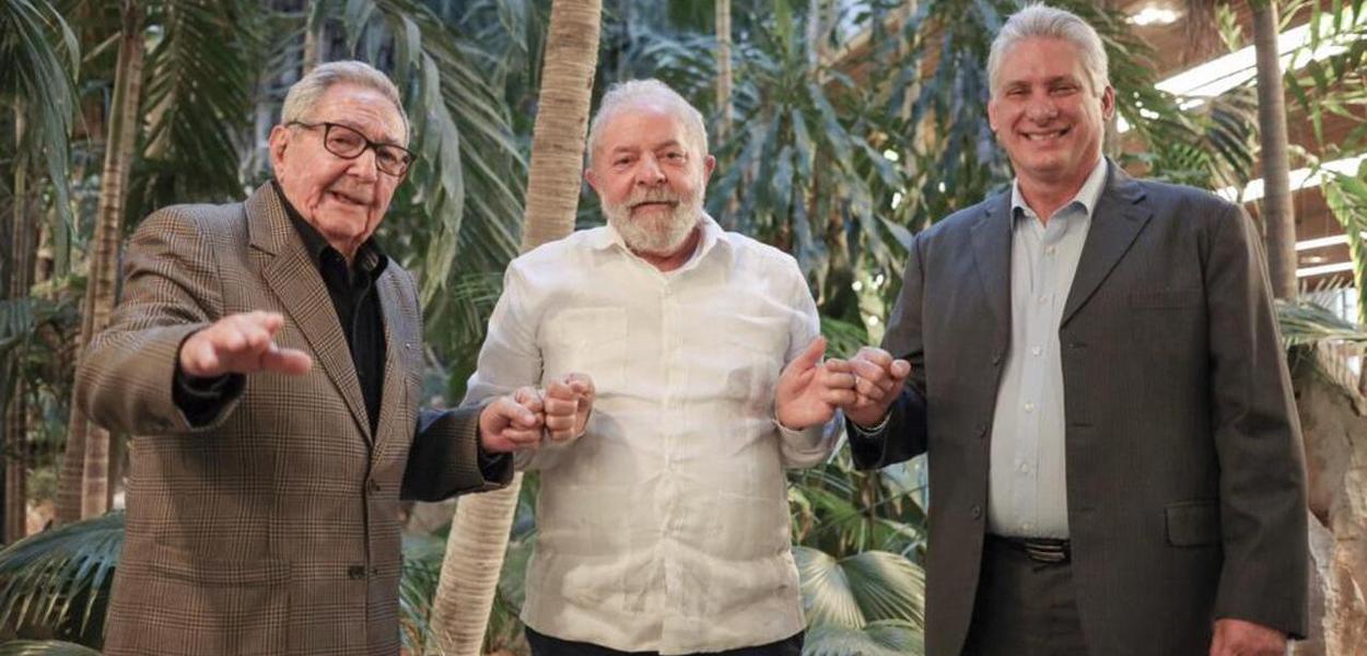 Raúl Castro, Lula e Miguel Díaz-Canel (Foto: Reprodução) Raúl Castro, Lula e Miguel Díaz-Canel