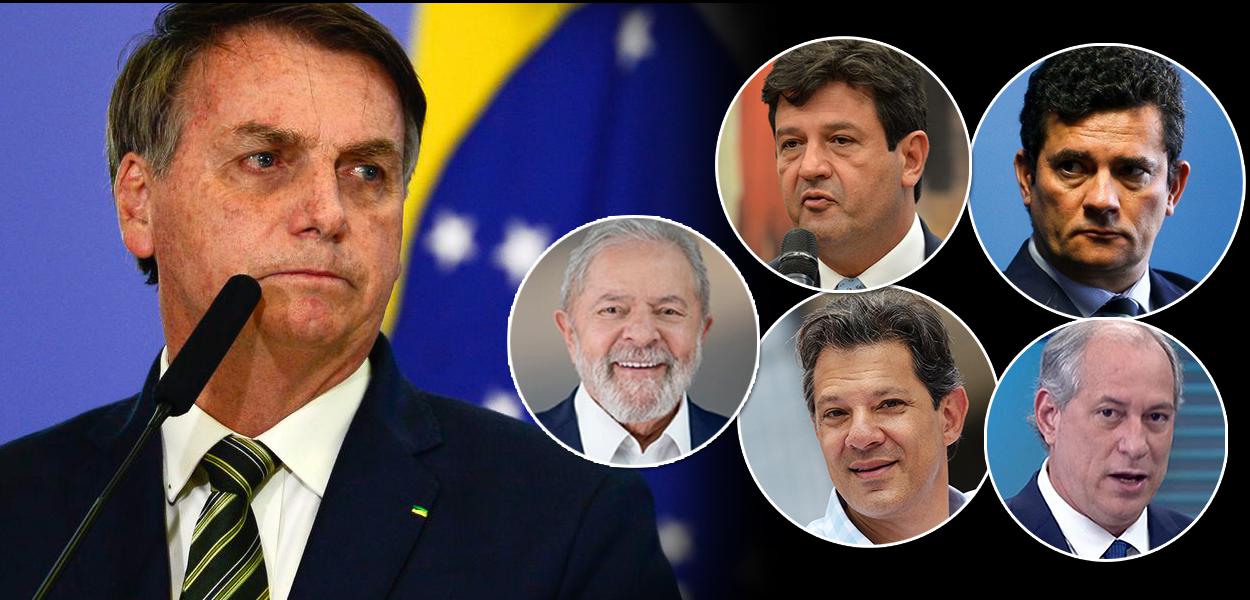 Jair Bolsonaro, ex-presidente Lula, Fernando Haddad, Luiz Henrique Mandetta, Sérgio Moro e Ciro Gomes (Foto: Divulgação) Jair Bolsonaro, ex-presidente Lula, Fernando Haddad, Luiz Henrique Mandetta, Sérgio Moro e Ciro Gomes
