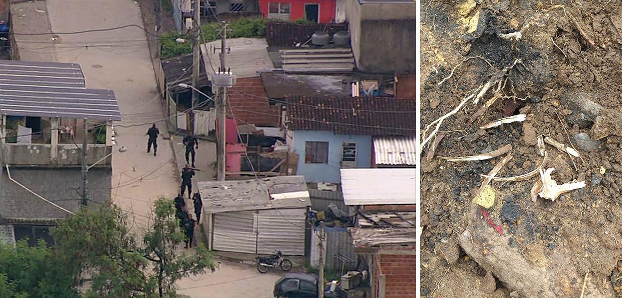 Ossada encontrada em cemitério clandestino no Rio será periciada (Foto: Reprodução) Ossada encontrada em cemitério clandestino no Rio será periciada