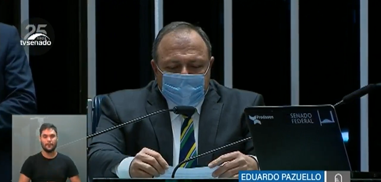 Ministro da Saúde, Eduardo Pazuello, presta esclarecimentos ao Senado sobre a política de enfrentamento à pandemia (Foto: Reprodução) Ministro da Saúde, Eduardo Pazuello, presta esclarecimentos ao Senado sobre a política de enfrentamento à pandemia
