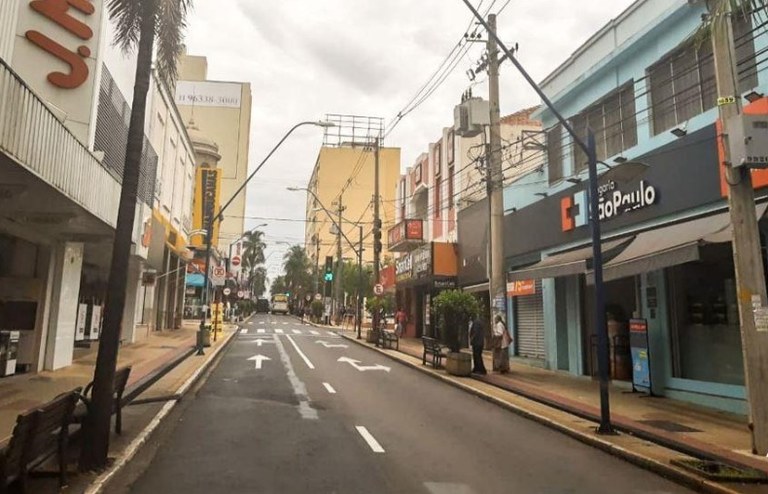 Rua em Araraquara durante lockdown (Foto: Prefeitura de Araraquara) Rua em Araraquara durante lockdown