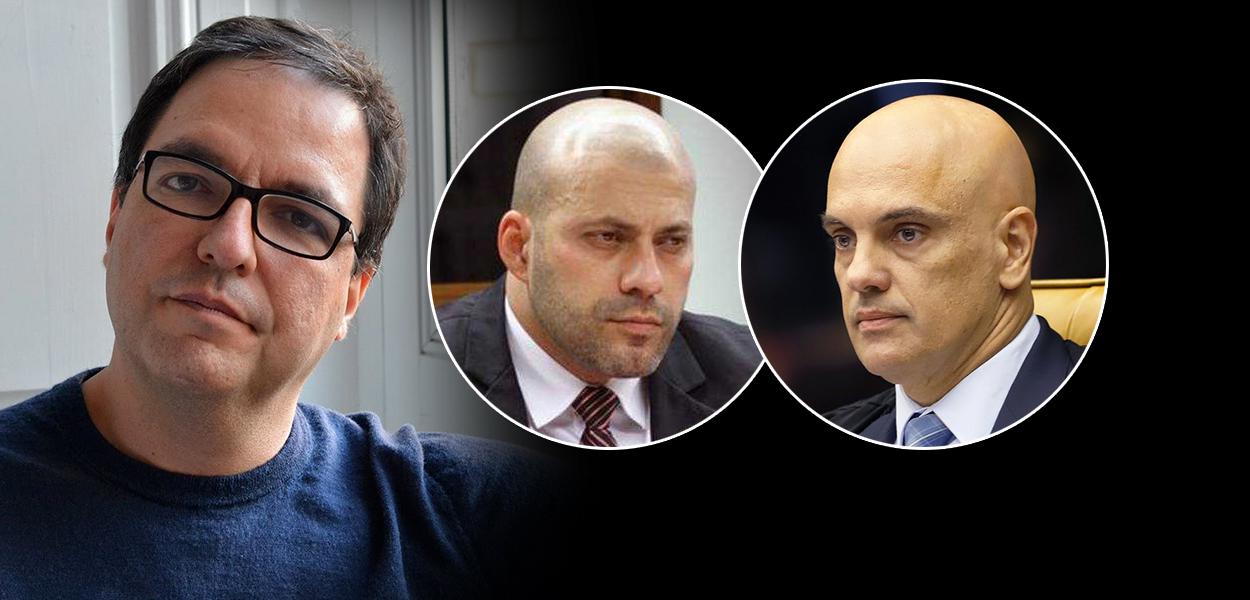 Luis Felipe Miguel, Daniel Silveira e Alexandre de Moraes (Foto: Divulgação) Luis Felipe Miguel, Daniel Silveira e Alexandre de Moraes