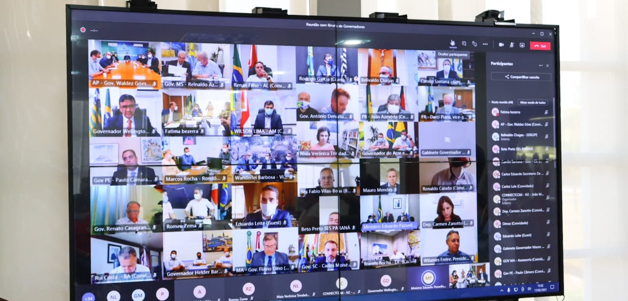 Fórum de Governadores com o ministro Pazuello (Foto: Divulgação / Twitter Fátima Bezerra) Fórum de Governadores com o ministro Pazuello