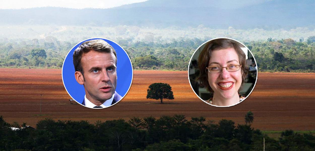 Emmanuel Macron e Thaís Brianezi (Foto: Reuters | ABr) Emmanuel Macron e Thaís Brianezi