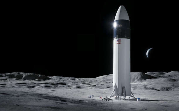 Ilustração do design do módulo de pouso lunar da SpaceX Starship (Foto: SpaceX) Ilustração do design do módulo de pouso lunar da SpaceX Starship
