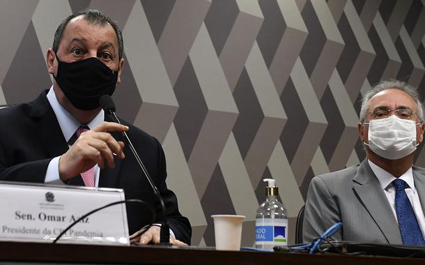 Senadores Omar Aziz (PSD-AM) e Renan Calheiros (MDB-AL), presidente e relator da CPI da Covid, respectivamente (Foto: Edilson Rodrigues/Agência Senado) Senadores Omar Aziz (PSD-AM) e Renan Calheiros (MDB-AL), presidente e relator da CPI da Covid, respectivamente