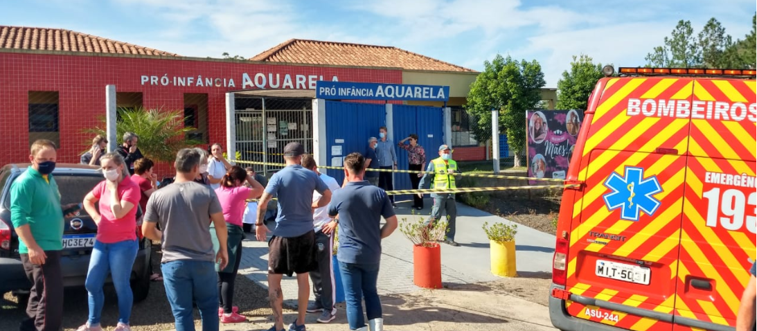 Escola infantil Pró-Infância Aquarela, na rua Quintino Bocaiúva, no bairro Industrial, em Saudades, no Oeste catarinense, na manhã desta terça-feira (4) (Foto: Imprensa do Povo/Divulgação ND) Escola infantil Pró-Infância Aquarela, na rua Quintino Bocaiúva, no bairro Industrial, em Saudades, no Oeste catarinense, na manhã desta terça-feira (4)