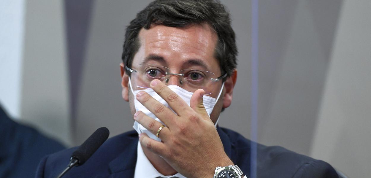 Fabio Wajngarten em depoimento na CPI da Covid no Senado nesta quarta-feira (12) (Foto: Edilson Rodrigues/Agência Senado) Fabio Wajngarten em depoimento na CPI da Covid no Senado nesta quarta-feira (12)